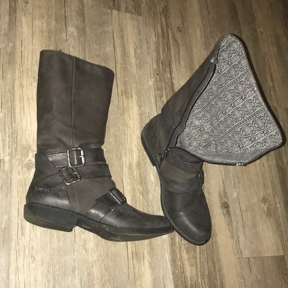 Grey leather boots
